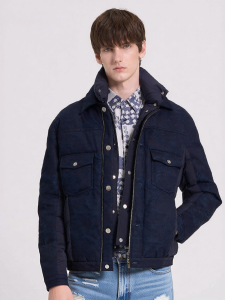 Detachable Collar Warm Drop-Shoulder Mens Down Jacket