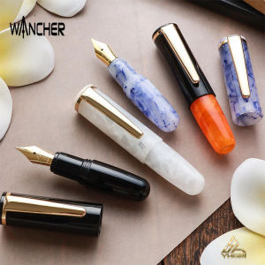 WANCHER Mini Fountain Pen Cute Steel Pen with Iridescent Ink Smooth Acrylic Body Japanese Style for Artsy Youth