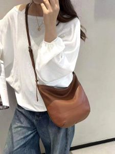 Womens Genuine Soft Cowhide Leather Large Capacity Shoulder Crossbody Tote Bag Luxury Deisigner Ladies Bucekt Bag High Quality