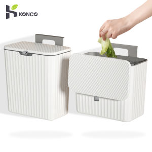 Konco 7L/9L wall hanging trash can Kitchen cabinet waste Bins Wall mounted garbage Bins with lid simple recycling bin for kitchen and bathroom