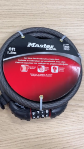 Khóa Cáp Mật Mã Master Lock 8122D – Dài 1.8m Đường Kính 10mm Mã 4 Số Chống Trầy Dùng Cho Xe Đạp/Máy