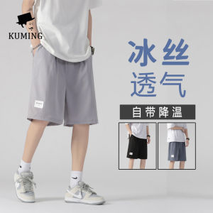 Shorts for Mens Summer Straight Tube Loose Fitting Large Size Ice Silk Mens Casual Pants for Students Basketball Shorts