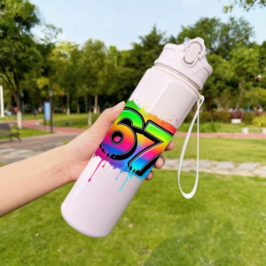 3D Printed Number 67 Pattern Lightweight Leak Proof Travel Drink BottleReusable. Suitable for OfficeGymOutdoor Sports Yoga