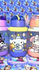 DUONET 600ml Water Bottle With Straw Kids Botol Air Budak Drinking Bottle Cinnamoroll Kuromi Melody