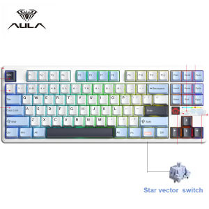 AULA F87 Pro V2 E-Sports Mechanical Keyboard 2.4g/Usb/Bluetooth Hot-Swap RGB Long Battery Life Custom Gasket 5 Layer PC Gaming