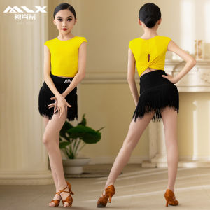 MuLanXi Kids Latin Dance Performance Training Suit Short Sleeve Set Childrens Dance Show Practice Uniforms for Girls