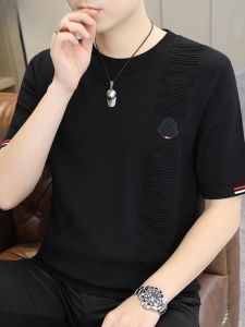 HENGYUANXIANG | Hengyuanxiang 2025 New Round Neck Short Sleeve Knitted Half Sleeve Base Shirt Mens Spring Autumn Fashionable Youth T-Shirt