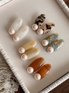 Acetate Pearl Hair Clips Womens New 2025 Side Clip No Trace Duckbill Hair Accessories Forehead Clamp Fresh out Korean Style