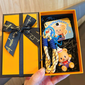 2025 New Butter Bear Keychain Couple Set Cartoon Bag Decor Exquisite Keychain Creative Gift PVC Metal Material Cultural Keychain