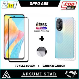 Paket 2in1 Tempered Glass Ceramic Matte Anti Spy OPPO A98 Tg Anti Gores Pelindung Layar Ceramic Matte Anti Spy + Garskin Carbon