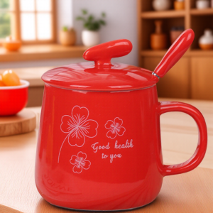 Nordic Ceramic Coffee Cup Set Handmade High Temperature Baking Couples Coffee Cups Fine Artistic Coffee Cups with Spoon And Cover