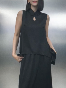QINGNAER | Traditional Chinese Style Sleeveless Blouse for Various Body Types