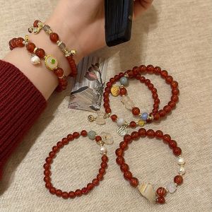 Red Agate Bell Beaded Bracelet for Women Luxury Minimalist Chinese Style High Aesthetic Best Friend Hand Jewelry