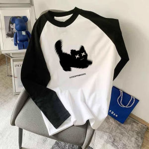 American Style Heavy Weight Raglan Long Sleeves T-Shirt Mens Spring and Autumn Fashion Brand Oversize Pure Cotton Contrast-Color Undershirt Sweater