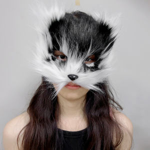 【นางฟ้าแคสเทิล】ขนแมวขนฟูรูปสุนัขจิ้งจอกหน้ากากปิดหน้าสำหรับผู้หญิงมาสก์ปาร์ตี้คาร์นิวัลเครื่องแต่งกายคริสมาสต์คอสเพลย์รูปสัตว์ฮาโลวีน