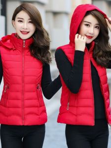 Womens Short Thickened down Cotton Vest Winter New Style Korean Version Slimming Trendy Jacket Outerwear Pure Color Commute