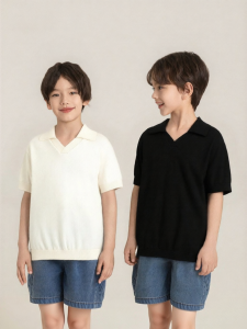 Breathable Soft Non-Irritating Short Sleeve Knit Shirt for Teenage Boys