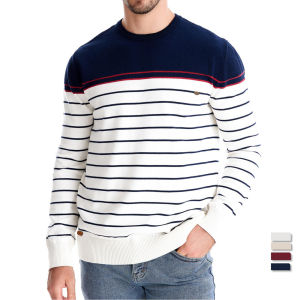 AIOPESON New O-neck Cotton Pullover Mens Sweater Striped Casual Autumn and Winter High Quality Knitted Sweaters for Men