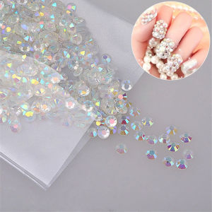 Nail Art AB White Rhinestone Resin Flat Back Diamond 4mm Transparent Rainbow Nail Decoration Jewelry 1000pcs