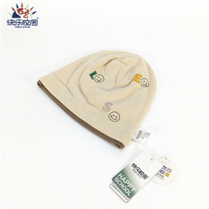 Happy School Kids Knitted Cap Pure Cotton Thin Double Layer Overhead Hat Boys Spring Autumn Cuffed Beanie Hat Childrens Headwear