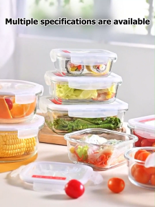 KEVE Glass Lunch Box for Adult Glass Food Container with Cover Microwaveable Food Container Storage Transparent