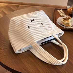 52TOYS | Kawaii Miffy Handbag Cartoon Rabbit Corduroy Portable Multifunctional Commute Cosmetics Storage Bag Girl Birthday Handbag Gifts