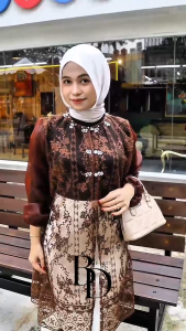 Bunga Tunik Brukat Baju Kondangan Brokat Wisuda Tali Kancing Mutiara Diamond Outer Organza Premium