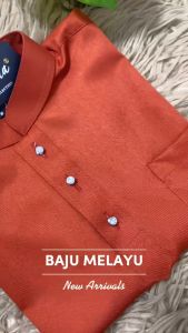 2026 BAJU MELAYU RAYA REGULAR SLIM FIT WARNA BRICK ORANGE SOFT COTTON BUDAK & DEWASA C018BM / BMC