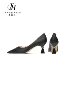 New Chinese Style Embroidered Satin High Heels French Pointed Toe V Mouth Single Shoes Fashionable Cheongsam Spring Summer