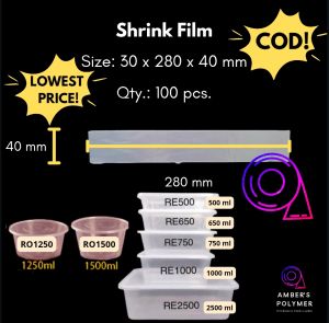 Plastic Cap Seal for microwaveable tubs or pint containers (280x40mm Shrinkwrap)