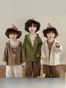 Cute Mushroom Doll Boys Loose Casual Pants Stylish Spring Autumn Kids Outfit Cotton Blend Fabric Non-opening Crotch