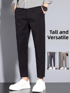 ROMON | Lormen Mens Slim Fit Casual Pants Straight Leg Thin Summer Fashionable Long Trousers Korean Style Nine Point West Pants