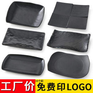 จานทรงสี่เหลี่ยมพลาสติกสำหรับโรงแรมและร้านอาหาร จานมีดาม่าสีดำสำหรับอบ จานรับประทานอาหารแบบญี่ปุ่นขนาดใหญ่สำหรับการใช้งานในชีวิตประจำวัน