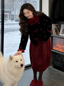 Shalldoer | Vintage Style Red Two-piece Set Women