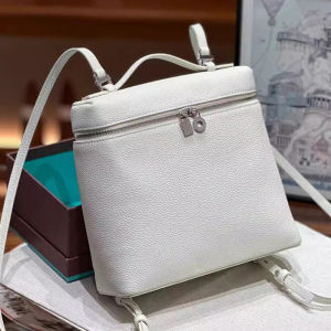 Loro*pian Womens Backpack Korean Style Versatile LP Lychee Pattern New Model Capacity Handbag Shoulder Crossbody Bag