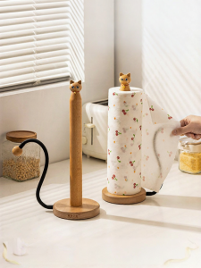 MODERN SWEETHOME | Cat Design Wooden Kitchen Towel and Lazy Cloth Holder