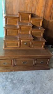 โต๊ะหมู่บูชา ไม้สัก สีเสี้ยนดำ หมู่ 9 หน้า 9  โต๊ะหมู่บูชาพระ  พร้อมโต๊ะฐาน จัดส่งแบบสำเร็จรูปไม่ต้องประกอบ แยก2ส่วน