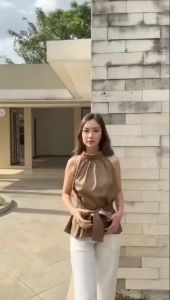 Mifta Noo ru Halter Ribbon Top/Atasan Wanita Baju Wanita Tanktop korea style