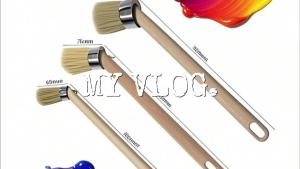 Long Wooden Handle Round Bend White Bristle Brush Decoration Painting Latex Coating Cleaning Barbecue Baking Painting