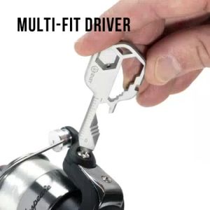 Key Shaped Pocket MultiTool Small 24-in-1 Ultimate Utility Kit Made with Lightweight Stainless Steel Key Tool Portable Pendant Drill File Bottle Opener Ruler Wrench Stripper Hand Repair Gadget TSA Compliant