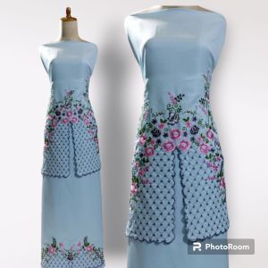 Bakal baju kurung bordir motif Suji Belah