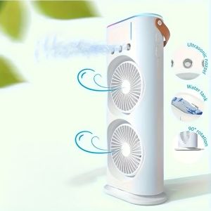 Portable Spray Cooling Fan - USB Powered Indoor and Outdoor Push Button Control Multi-component Design Amagi