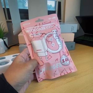 Charger Set Iphone Remax with Adapter Kiddy Series 2.4A Charger Set Kabel Data Lightning