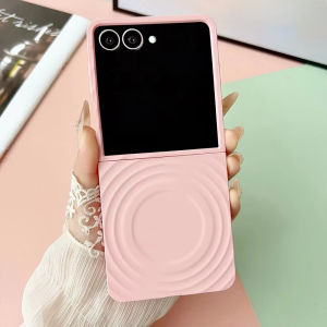 szhaiyu | Luxury Magnetic Shockproof Water Ripple Pure Color Phone Case For Samsung Galaxy Z Flip 8 7 6 5 Wireless Charge Protect Cover