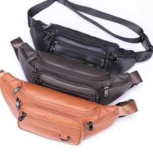 228EDERN Mens Genuine Leather Waist Packs Chest Bag Cowhide Sling Bag for Men Waist Pouch Bag Waterproof Cal Belt Bag Fanny Pack