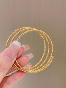 Elegant Gold Elastic Memory Three-Circle Open Hand Bracelet Luxury Small Audience Bracelet Fine Bracelet Three Lives Three Worlds