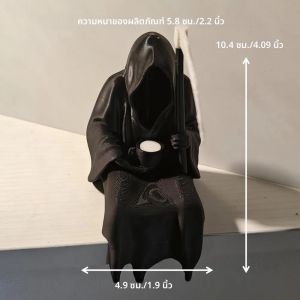 “ความตายก็ต้องการวันหยุด” รูปปั้นโกธิคแห่งความตายของอัศวินดํา เทศกาลฮาโลวีน และการตกแต่งวันหยุด