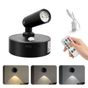 Adjustable LED Spotlights with Remote Rechargeable Motion Sensor Night Light RGB Bedroom Bedside Wall Lamp Spot Light Room Decor