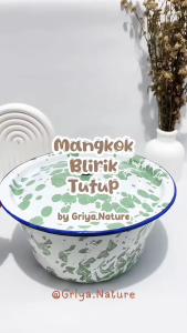 GRIYA NATURE [COD] Baskom Blirik ukuran 18 - 20 cm + Tutup | Mangkok Saji /  Mangkok Sayur / Mangkok Loreng Lorek Lurik Blurik Blirek Army Cendol Kuno Jadul Antik Vintage Klasik Estetik Seng Blek Kaleng Baskom Hijau Ijo Ekonomi Timbangan Kedaung Murah