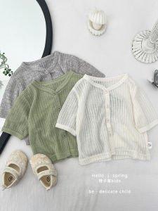 Girls Summer Lightweight Breathable Sun Protection Clothes Pure Color Casual Striped Outerwear Baby Trendy Casual Outfits